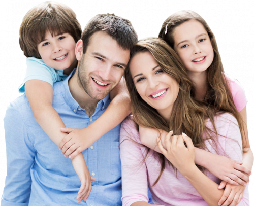 family with cute boy and girl